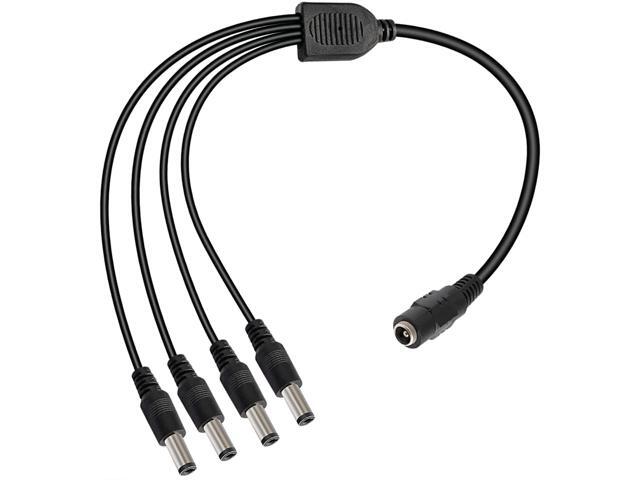 Saisn DC Power Y Splitter Cable 1 Female to 4 Male Plug for CCTV Camera (1 to 4)