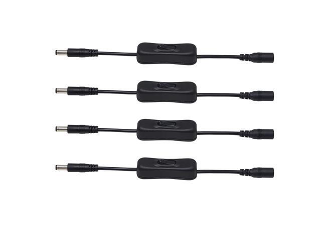 20cm DC 55mm x 21mm Male to Female On/Off Switch Cable YOUCHENG for LED CCTV Security Camera(4-Pack)