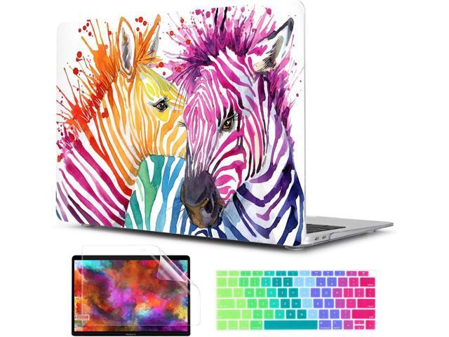 TwoL Transparent Tiny Flower Hard Shell Case and Silicone Keyboard Cover with Screen Protector for New MacBook Air 13 inch 2018 2019 2020 Release