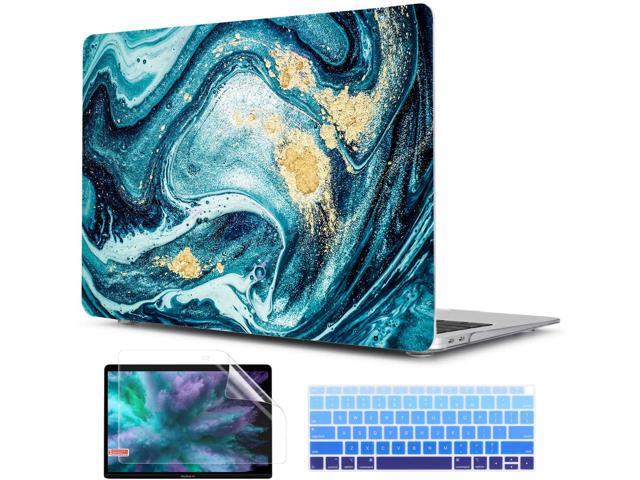 TwoL Transparent Tiny Flower Hard Shell Case and Silicone Keyboard Cover with Screen Protector for New MacBook Air 13 inch 2018 2019 2020 Release