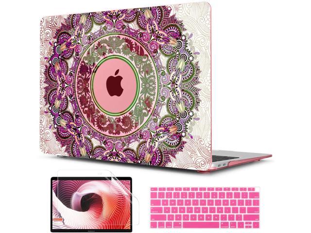 TwoL Transparent Tiny Flower Hard Shell Case and Silicone Keyboard Cover with Screen Protector for New MacBook Air 13 inch 2018 2019 2020 Release