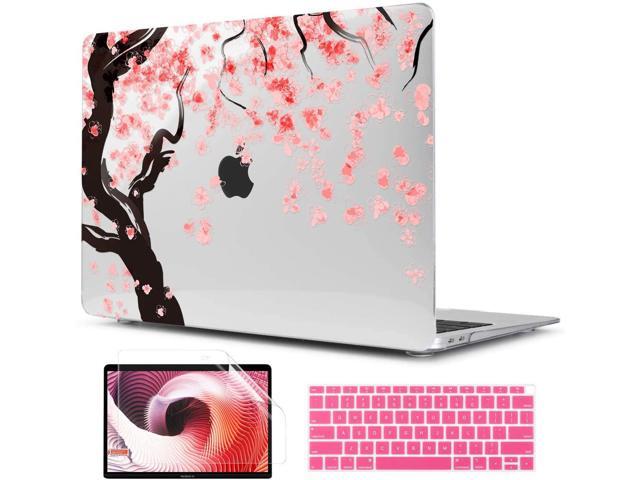 TwoL Transparent Tiny Flower Hard Shell Case and Silicone Keyboard Cover with Screen Protector for New MacBook Air 13 inch 2018 2019 2020 Release