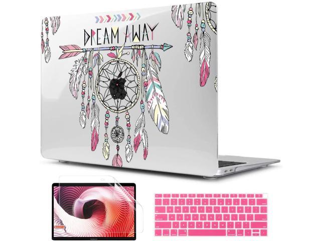 TwoL Transparent Tiny Flower Hard Shell Case and Silicone Keyboard Cover with Screen Protector for New MacBook Air 13 inch 2018 2019 2020 Release