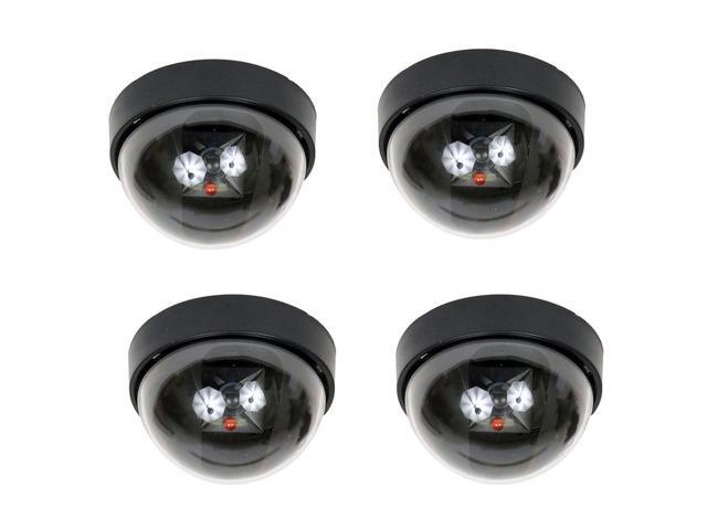 VideoSecu 4 Packs of Dummy Dome Surveillance Camera Fake Infrared IR LED CCTV Imitation Simulated Home Security Camera with Blinking Flashing Light