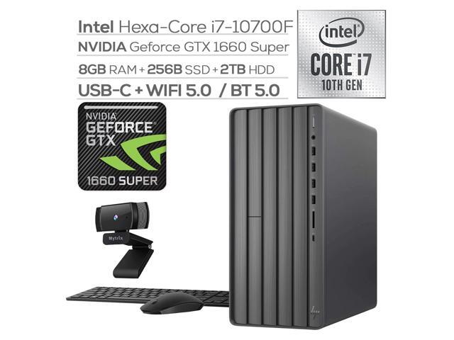 HP ENVY Gaming Desktop PC Intel Hexa-Core i7-10700F GeForce GTX 1660 Super 6GB 8GB DDR4 RAM 256GB SSD+2TB HDD USB-C DVD RJ45 DP/HDMI/DVI