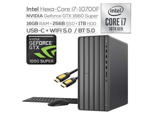 HP ENVY Gaming Desktop PC Intel Hexa-Core i7-10700F GeForce GTX 1660 Super 6GB 16GB DDR4 RAM 256GB SSD+1TB HDD USB-C DVD RJ45 DP/HDMI/DVI