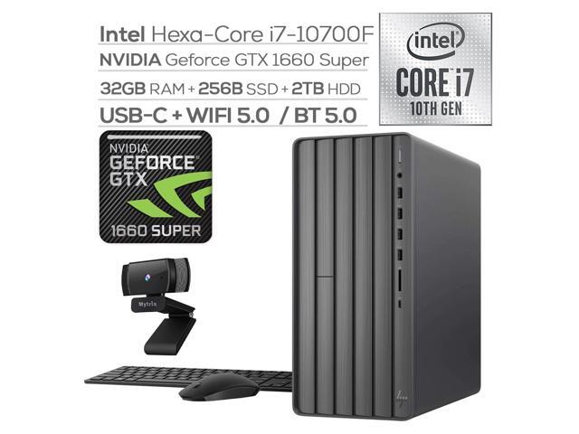 HP ENVY Gaming Desktop PC Intel Hexa-Core i7-10700F GeForce GTX 1660 Super 6GB 32GB DDR4 RAM 256GB SSD+2TB HDD USB-C DVD RJ45 DP/HDMI/DVI