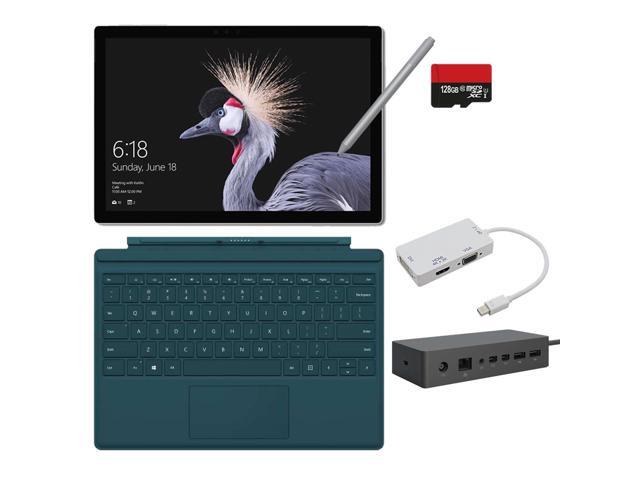 2017 New Surface Pro Bundle (6 Items): Core i7 8GB 256GB Tablet Teal Type Cover (2016) New Surface Pen Platinum Surface Dock 128GB Micro SD