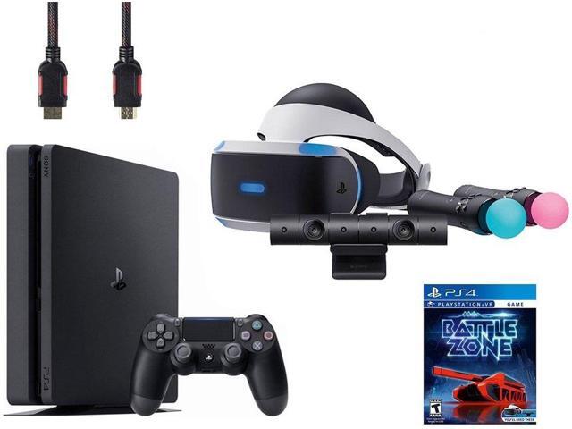 PlayStation VR Start Bundle (5 Items): VR Headset Move Controller PlayStation Camera Motion Sensor Sony PS4 Slim 1TB Console - Jet Black VR