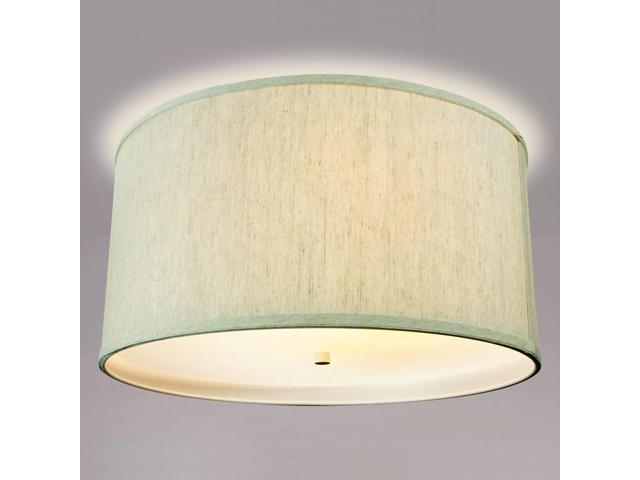 14 Moderne Flush Mount Converter Kit Textured Oatmeal Hardback Drum Lampshade 14x14x7
