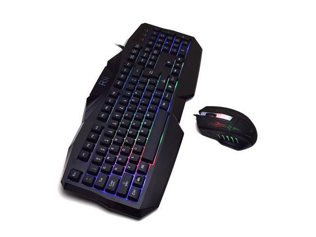 keyboard For Rii RM400 Black Keyboard & Mouse Combo Bundle 7-Colors Backlit LED PC Gaming