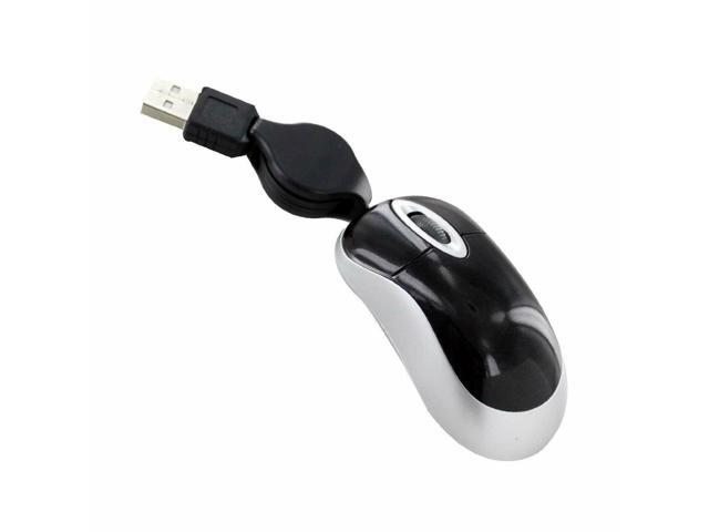 New B Mini Retractable USB Optical Scroll Wheel black Wired Mouse for PC Laptop/Notebook
