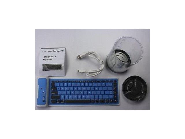 New Wireless Waterproof Roll Silicone Bluetooth Keyboard for iPad mini iPad 4/3/2/1 Blue