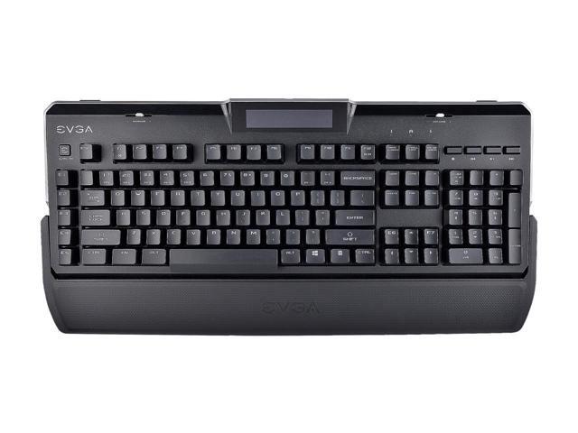 EVGA Z10 Gaming Keyboard Red Backlit LED Mechanical Blue Switches Onboard LCD Display Macro Gaming Keys