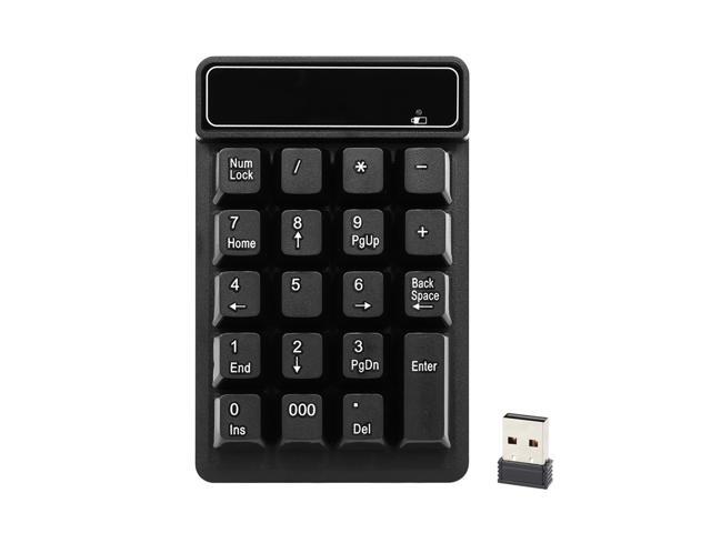 24Ghz Wireless Numeric Keypad Mechanical Feel Number Pad Keyboard 19 Keys w/ USB Receiver Water-proof for Laptop Desktop PC Notebook Black