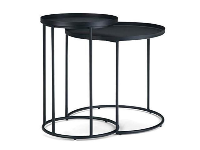 Monet Modern Industrial 24 inch Wide Metal 2 Pc Nesting Table in Black Fully Assembled