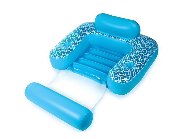 Inflatable Blue and White Shangri-La Swimming Pool Chair with Cup Holders 685-Inch