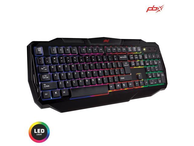 PBX Backlit Pro Gaming Keyboard - Full 104-Key Tactile USB 20 Wired Keyboard with RGB LED Rainbow Backlight - Ergonomic Hardware PC Accessories