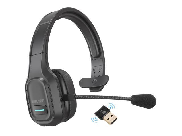 Delton Professional Wireless Computer Headset with Mic with USB Dongle On Ear Bluetooth 50 Wireless Headset 30 Hour All Day Talk Time for Truck