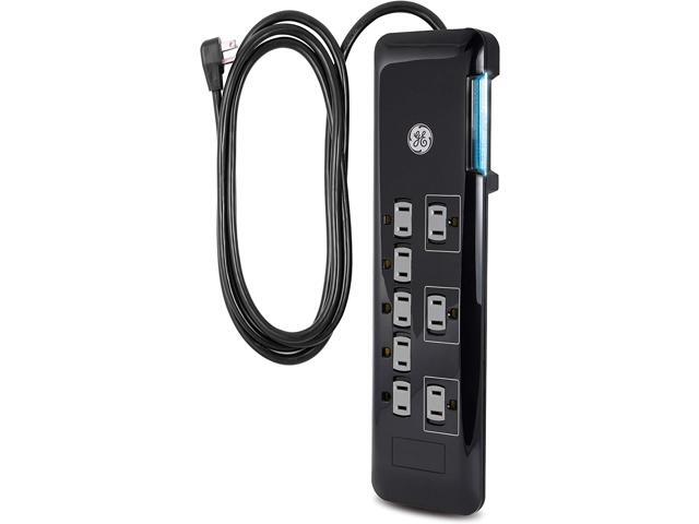 GE Surge Protector 12 Outlet Power Strip 2 USB Ports Extra-Long 8ft Power Cord Flat Plug Power Filter Circuit Breaker 4320 Joules Warranty