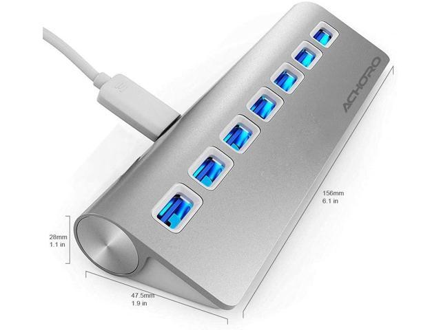 Achoro 7 Ports USB 30 High-Speed USB Hub - Triangle Aluminum Alloy Seven Ports Data Transfer USB Hub Compatible with PC iMac MacBook Windows