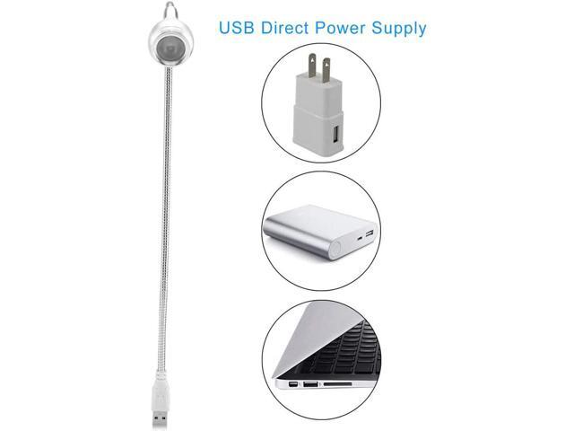 LED Flexible Desk USB Light 1W Long Flexible Neck Portable USB LED Table Light USB Rechargeable Reading Lamp Desk Lamp (White Light Silver)