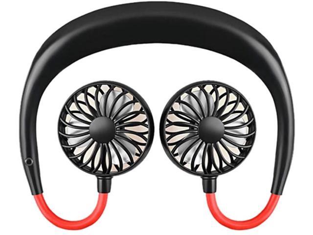 Portable USB Rechargeable Dual Cooling Fan Neckband Hanging Style Convenient When Exercise