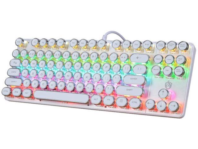 ANDE Vintage Typewriter-Style with Replaceable Mechanical Switch Retro Mechanical Gaming Keyboard RGB Backlit Compact Keyboard 87 Keys