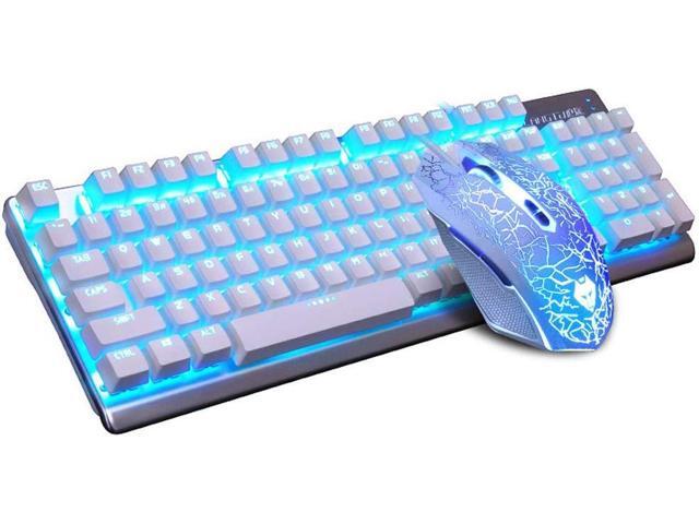 ANDE Mechanical Keyboard RED RGB LED Backlit Gaming Keyboard Computer Illuminated Keyboard PC Gaming Keyboard ABS-Metal Design White