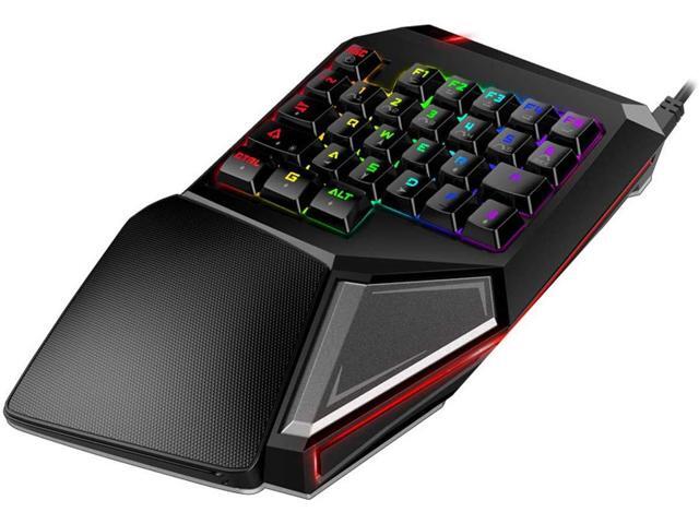 FPS Gaming Keyboard Delux Game Titan T9 Plus Programmable Gaming One Hand Keypad Mechanical Keyboard Gameboard with 28 Programmable Keys and RGB