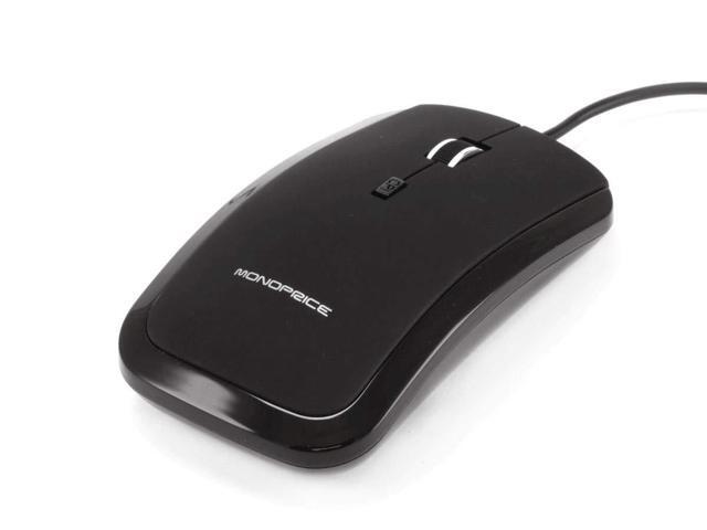 Monoprice Super Slim Optical USB Mouse with DPI Adjustment - Black (108495)