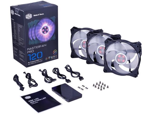 Cooler Master MFY-P2DC-153PC-R1 MasterFan Pro 120 Air Pressure RGB- 120mm Static Pressure RGB Case Fan 3 in 1 with RGB LED Controller Computer