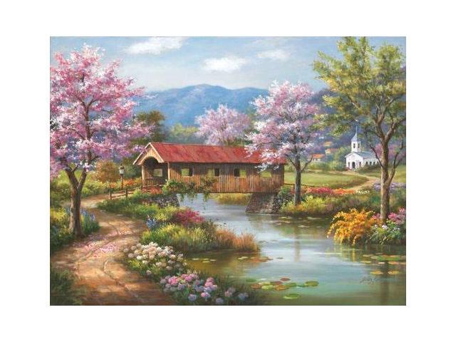 Sung Kim Covered Bridge in Spring 300pc Jigsaw Puzzle