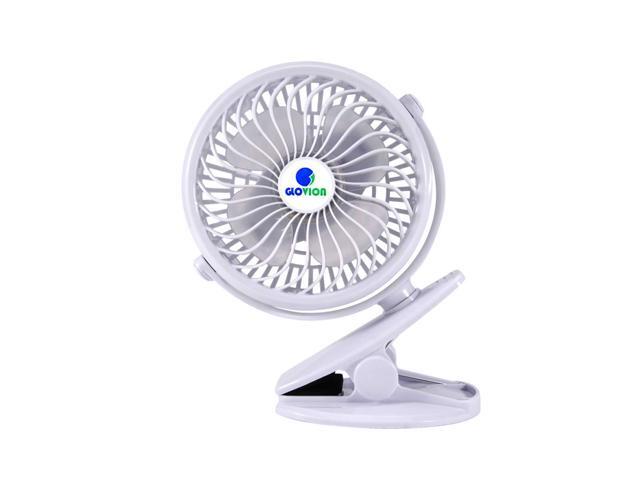 Mini Desk Fan Glovion Clip-on Stroller Fan 2600mAh Rechargeable Battery Clip Fan 360 Adjustable Wind Personal Clip or Desk Fan with Speeds