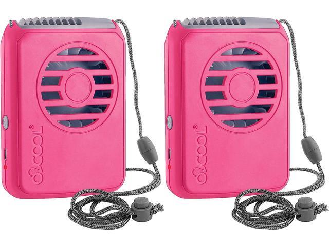 O2COOL Rechargeable Necklace Fan - Portable Hanging Neck Fan with Adjustable Lanyard - 3 Speed Vertical Air Flow - Micro USB Charging Cable