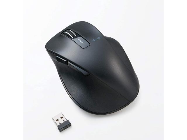 ELECOM Dr EXG Wireless Mouse 24GHz 5 Buttons BlueLED Less Click Noise Mouse/Ergonomic Design/Back Forward Button 2000 DPI Gaming / Large - Black