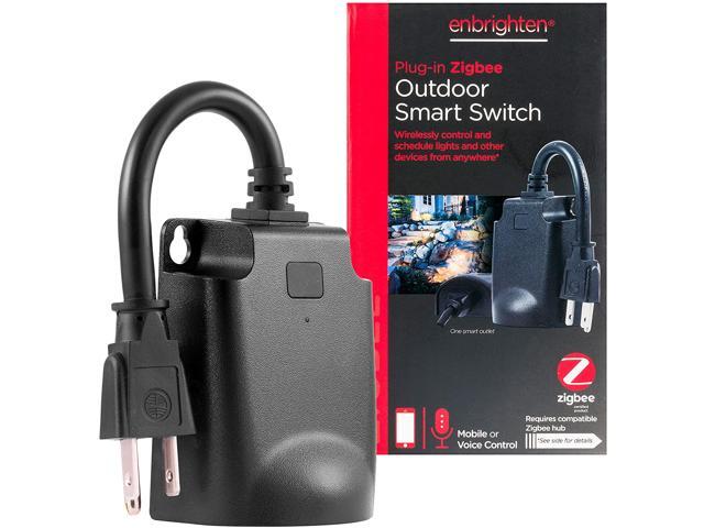 Enbrighten Zigbee Smart Light Switch Outdoor Plug-In Weather-Resistant Pairs Directly with Echo 4th Gen/Echo Show 10 (All)/Echo Studio/Echo Plus