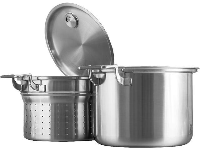 CookCraft Stainless Steel 8 Qt Stock Pot and Strainer Set Silver