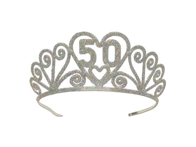 Beistle Glittered Metal Tiara Silver (60633-50)
