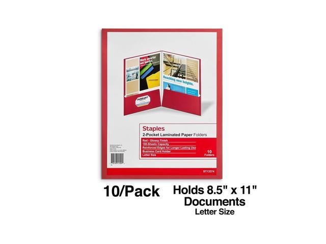  2 Pocket Glossy Laminated RED Paper Folders, Letter