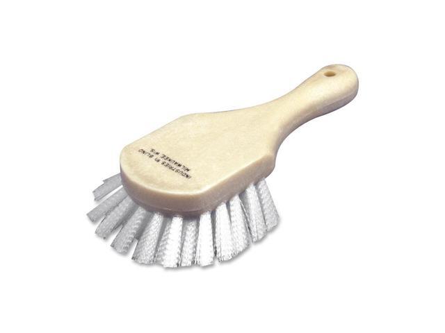 Scrub Brush 3' Plastic Block 5' Handle White Bristles