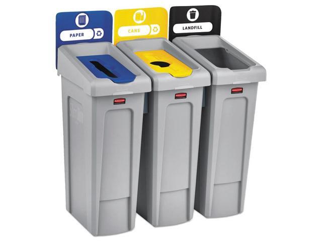 Rubbermaid Commercial 2007917 Slim Jim Recycling Station Multiple Material Recycle Bin - Indoor