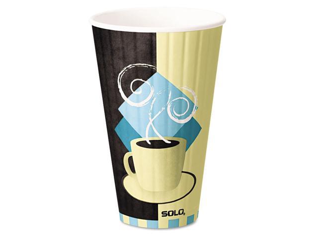 SOLO Cup Company Duo Shield Insulated Paper Hot Cups 20oz Tuscan Chocolate/Blue