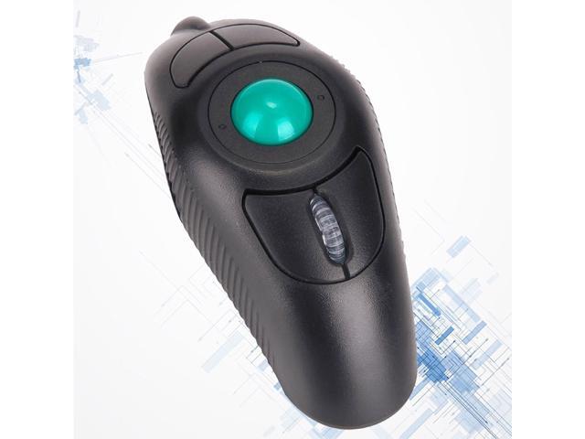 24G Wireless Air Mouse Handheld Trackball Mouse USB Port Thumb Controlled Handheld Trackball Mouse (Black)