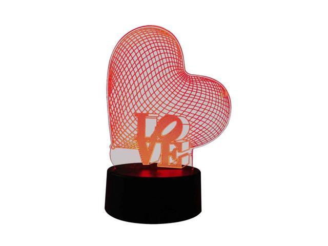 3D Love Heart Shape Lamp Multicolor LED Lights Touch USB Night Light Table Lamp for Couple Romantic Night Valentine's Day Mother's Day Gift