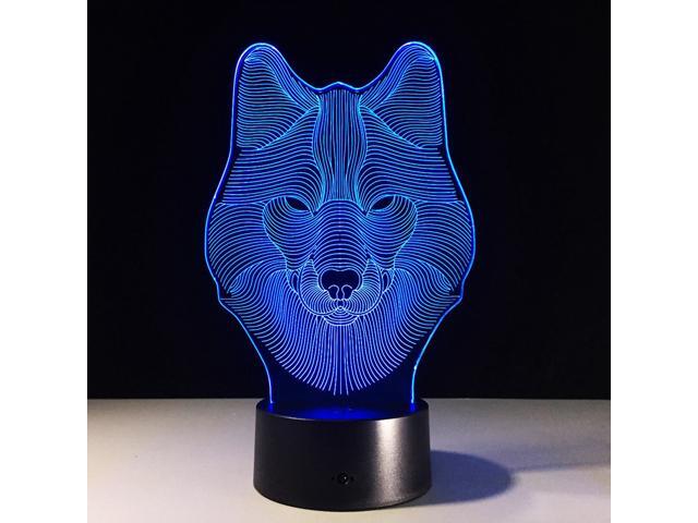 3D Lamp Visual Light Effect Touch Switch Colors Changes Night Light (Wolf)