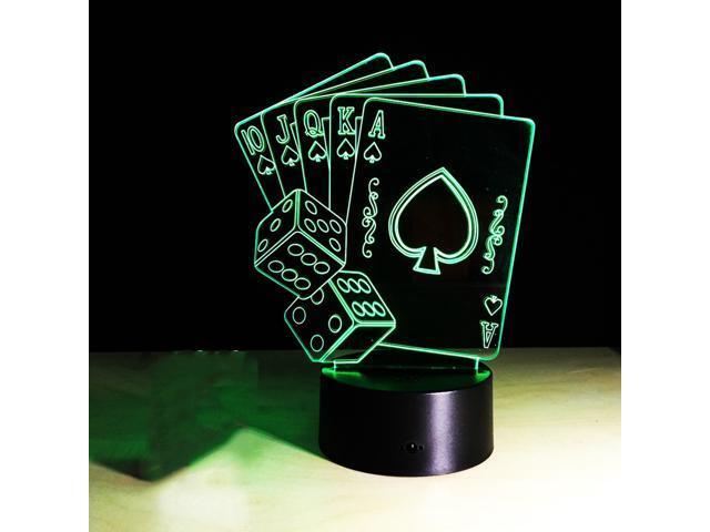 3D Lamp Visual Light Effect Touch Switch Colors Changes Night Light (Poker)