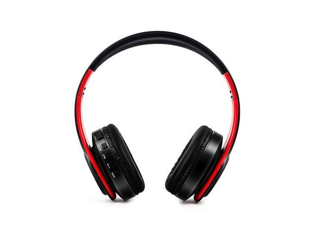 Foldable Wireless 40 Headset Over Ear Music Sport Headphones with Mic (Red and Black)