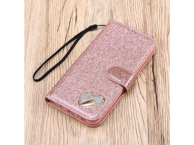 Bling Diamond PU Leather Flip Cover Flip Wallet for Galaxy S8 (Rose Gold)
