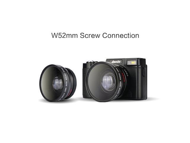 Amkov R2 Mini Camera 1080P Video 180 Degree Rotatable 3 Inch TFT Screen 4x Digital Zoom Portable Cam Camcorder with Wide Angle Len